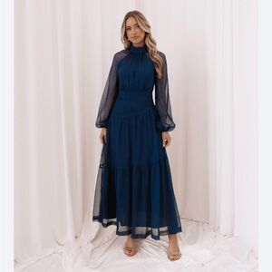 Petal & Pup Navy Long Sleeve Dress